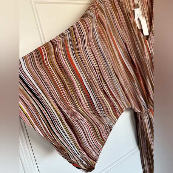 Boutique x Royal & Reese Bell-Sleeve Romper Jumper Jumpsuit Rust/Tan Multi Large - Picture 6 of 13